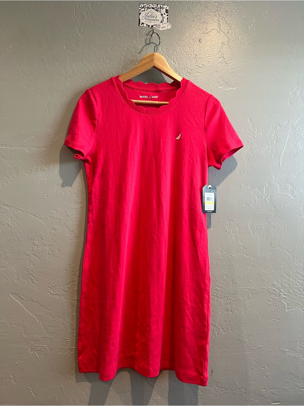 Nautica Hot Pink Short-Sleeve Midi Shift Dress